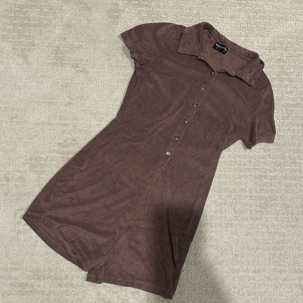 Brown Button-Up Romper Cover Up